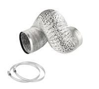 Conductos flexibles de aluminio, Conducto de ventilación flexible sin aislamiento con 2 abrazaderas manguera acero inoxidable(2m,150mm)
