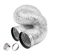 Conductos flexibles de aluminio, Conducto flexible de aluminio insonorizado con 2 abrazaderas manguera acero inoxidable Ø 80-200 mm(5m,180mm)