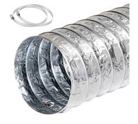 Conductos flexibles de aluminio, Manguera flexible for conductos de Ø 80-200 mm. Incluye 2 abrazaderas y 1 cinta aluminio(2m,150mm)