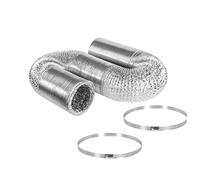 Conductos flexibles de aluminio, Tubo de manguera aire acondicionado Contract Freely, lámina radiador con 2 abrazaderas acero inoxidable(4m,80mm)