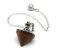 Cone Shape Pendulum Natural Stone Pink Purple Crystal Quartz Pendulums for Divination Dowsing-Tiger Eye