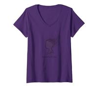 Conectando los Puntos: Silueta de Perfil artístico Camiseta Cuello V, Mujer, Morado, S