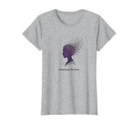 Conectando los Puntos: Silueta de Perfil artístico Camiseta, Mujer, Gris Jaspeado, L