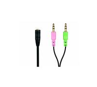Conecto adaptador de auriculares jack, 3,5 mm, acoplamiento de 4 pines a 2 enchufes de 3 pines, 0,20 m