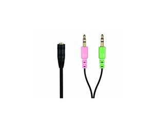 Conecto adaptador de auriculares jack, 3,5 mm, acoplamiento de 4 pines a 2 enchufes de 3 pines, 0,20 m