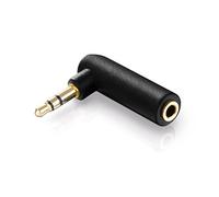 conecto, adaptador jack de 90° de 3,5 mm, conector jack de 3,5 mm chapado en oro de 4 pines a conector jack de 4 pines, negro