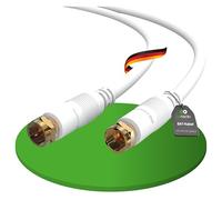 Conecto antena cable SAT cable coaxial cable satélite TV 10,00m doble blindado F-conector, para HDTV, receptor, satélite, internet, DAB, radio, blanco