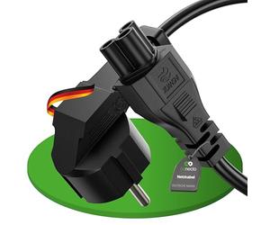 conecto cable de alimentación, enchufe de contacto de protección 90° a enchufe C5 IEC 90°, cable de alimentación europeo para electrodomésticos, 3,00 m, negro