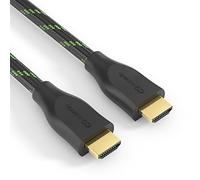 Conecto, cable HDMI de alta velocidad certificado Premium, 4K Ultra HD, doble blindaje, trenzado de nailon, negro/verde, longitud: 2,00 m