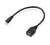 conecto Cable OTG, Conector Micro USB B a Conector USB-A, Chapado en Oro, 20 cm, Negro