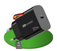 conecto Cargador USB-C, Fuente de alimentación USB, 1 Puerto, 1x USB-C 20 Watt MAX. PD, Cargador rápido, Cargador de móvil, Negro