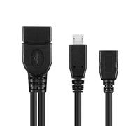conecto CC20119 Cable Adaptador USB OTG, Micro USB 2.0 Macho a USB Tipo A + Conector de alimentación (1 Pieza), 0.20m