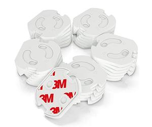 conecto CC50154 Socket Protector Socket Fuse Child Lock para socket con mecanismo de giro y cinta adhesiva 3M completa, blanco (30 piezas)