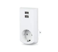 conecto CC50248 Toma de Contacto de protección (Schuko) con 2 Puertos USB (2.1A / 5V), Blanco