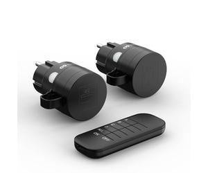 conecto toma de corriente con mando a distancia para exterior, 2300 W, 230V, 1 x toma de corriente con mando a distancia por radio, juego para exterior, IP44, ahorro de energía, 30m de alcance, negro