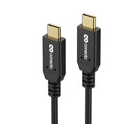 conecto, USB-C a USB-C datos y cable de carga, USB 3.1, Gen 2, función de carga rápida, conector chapado en oro, E-marker, 5A/100W, 10 GB/s, 4K 60Hz, cubierta de PVC, negro, 0,15 m