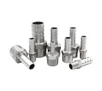 Conector acoplador de espiga for manguera SS304 6 8 10 12 13 15 16 19 20 25 32 38mm con rosca macho 1/8 "1/4" 3/8 "1/2" 3/4 "1" accesorios de tubería(12mm,3/4")