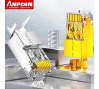 Conector AMPCOM CAT7 RJ45, conector Ethernet STP RJ45 de paso con barra de carga de 1,5 mm para cable de red Cat 6A/7 - Paquete de 10/30 CAT7 Normal Red