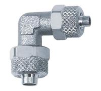 Conector angular, reductor, para manguera 8/6 - 6/4 mm, SW 10, presión de trabajo máx. 18 bares, latón niquelado.