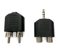 Conector audio/vídeo - conector de 3,5 mm hembra a 2 x RCA macho y 3,5 mm macho a 2 x RCA hembra, negro, doble canal, ideal para conexiones auditivas y visuales.* #*