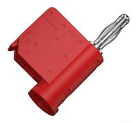Conector banana, chapado en oro con bloqueo automático, apilable sin soldadura para equipos (níquel rojo)