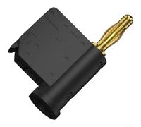 Conector banana, chapado en oro con bloqueo automático, apilable sin soldadura para equipos (oro negro)