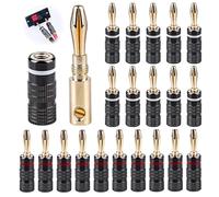 Conector Banana Chapado en Oro para Cable de Altavoces, 20 piezas (10 pares) Conectores Banana de 0,75-4 mm, Conectores Altavoces, Conector Banana para Altavoces, Amplificadores y Receptores