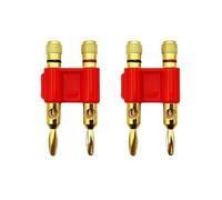 Conector Banana Doble Chapado en Oro de 20 Piezas de 4 mm - Fila en Forma de Cruz, Cabezal de Linterna sin Soldadura, for conexión de Cable de Prueba de Audio(Red 20Pcs)