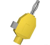 Conector banana sin soldadura de 4 mm con geometría de contacto optimizada para una integridad de señal consistente y baja fuerza de inserción (amarillo)