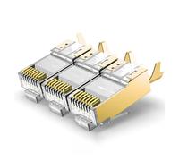 Conector blindado CAT6A/CAT7 de 10 Piezas, Extremo Ethernet RJ45 no Directo, Conector Modular 8P8C Chapado en Oro de 50 u, Cable FTP/STP(10PCS Gold)