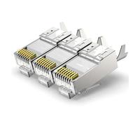 Conector blindado CAT6A/CAT7 de 10 Piezas, Extremo Ethernet RJ45 no Directo, Conector Modular 8P8C Chapado en Oro de 50 u, Cable FTP/STP(10PCS Silver)