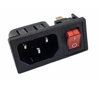 Conector C-14 10 A/250 V con interruptor rojo intercambiable de 3 pines 6 A/250 V, iluminado, Conectores Electricos