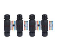 Conector Caja de Empalme Impermeable 4Pcs, Pasante, Exterior, 3 Entradas 3 Salidas, IP68, Alta Resistencia al Agua y Voltaje (Tres dentro y tres fuera)