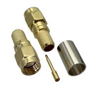 Conector coaxial RF de 10 Piezas, Conector Macho SMA y Conector Hembra, crimpado for RG8X LMR240 y RG5 RG6 LMR300, terminales de Cable de 50 ohmios.(SMA Male for RG8X)