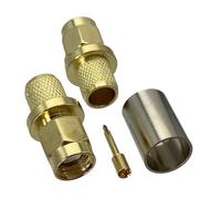 Conector coaxial RF de 10 Piezas, Conector Macho SMA y Conector Hembra, crimpado for RG8X LMR240 y RG5 RG6 LMR300, terminales de Cable de 50 ohmios.(SMA Male for RG5)