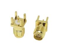 Conector Coaxial SMA RF de ángulo recto, Conector de montaje PCB de soldadura macho/hembra, latón dorado, SMA/RP-SMA, 1 Uds.(Type 1)