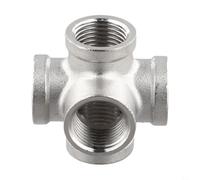 Conector cruzado de acero inoxidable 304 NPT de 5 vías para líneas de aceite, agua y aire, adaptador de tubería resistente de 1/2 pulgada (1/2 pulgada)