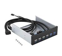 Conector de 9 Pines y 19 Pines a 2 USB 3.0 y 4 USB 2.0, concentrador USB de Panel Frontal metálico, expansión Interna de 6 Puertos para bahía de 5,25 Pulgadas, Plug and Play sin ne