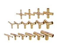 Conector de accesorios de tubería de latón tipo T, tipo Y, 3 vías, adaptador de púas de 4 vías tipo X, junta de tubería de agua y Gas combustible, 6/8/10/12/14/16/19mm(8mm Cross 4-way)