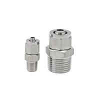 Conector de acoplamiento de manguera de giro rápido x BSPT macho de acero inoxidable 304 for aire neumático(6x4mm,M6x1)