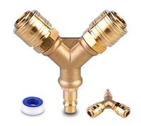 Conector de Aire Comprimido 2 Vías, Distribuidor de Aire Comprimido, Latón Accesorios Compresor Aire con Anillo de Sellado, Conector de Línea de Aire, Conector Rapido Aire Comprimido 1/4