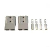 Conector de alimentación para enchufe Anderson, terminal de cable de 120 A con contactos de cobre chapados en plata, clasificación IP40, terminales de crimpado o soldadura, paquete de 2 (gris)