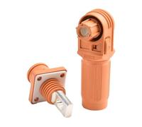 Conector de almacenamiento de energía 200A 1000V IP67 nominal terminal rápido con cobre plateado para nueva energía, fotovoltaico, inversor (1P, 8mm², nailon PA66, negro/naranja)