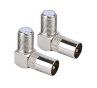 Conector de antena de TV en ángulo recto F hembra a RF macho, adaptador coaxial de 90 grados para televisores montados en la pared DVR PVR, cajas superiores de metal, 2 unidades (2 piezas)