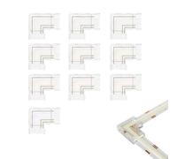 Conector de barra LED cob transparente sin costura en forma de l de clearchill 2pin, conector de ángulo recto de 8mm - 90 °, para lámparas de barra LED monocromáticas de 5v 12v 24v (10 paquetes)