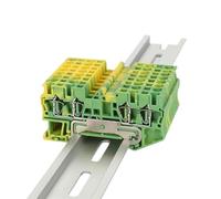 Conector de bloque de terminales con resorte de puesta a tierra ST2.5-QU-PE, 2 entradas/salidas, 2,5 mm², montaje a tierra eléctrica en riel DIN ST 2.5-QUATTRO(10 Pcs)