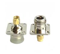 Conector de Brida L16 N a SMA Macho Hembra de 4 Orificios, Conector de Montaje en Panel de chasis con Brida de 4 Orificios, latón(Type 2-1pcs)