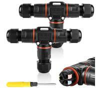 Conector de cable de 3 polos, resistente al agua IP68, conector de cable en forma de T, resistente al agua de 3 pines, manguito de conexión para cable de 3 a 12 mm de diámetro, caja de derivación