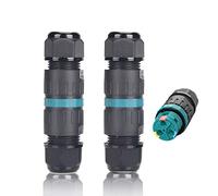 Conector de cable estanco IP68 2-pack 3 pines Ø4mm-Ø12mm Certificación TÜV | Manguito de conexión eléctrico exterior 3 pines para jardín | Al aire libre | Caja de conexiones impermeable de 2 vías