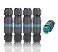 Conector de cable estanco IP68 4-pack Ø4mm-Ø12mm Certificación TÜV | Manguito de conexión eléctrico exterior 3 pines para jardín | Al aire libre | Caja de conexiones impermeable de 2 vías, Negro
